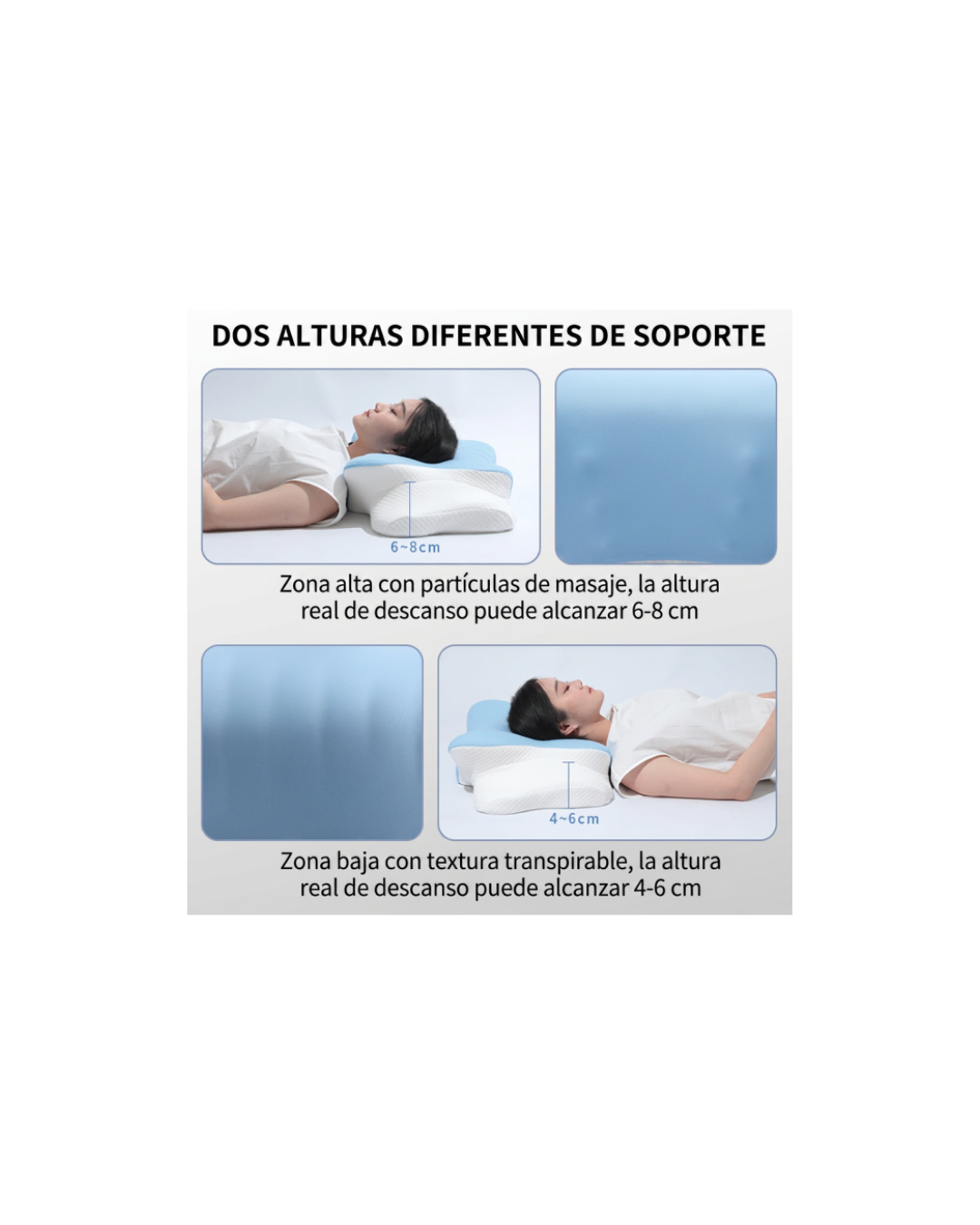 Almohada cervical viscoelástica diseño mariposa Celeste