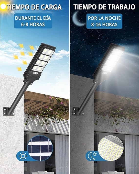 Farola solar exterior con sensor de movimiento 400 W